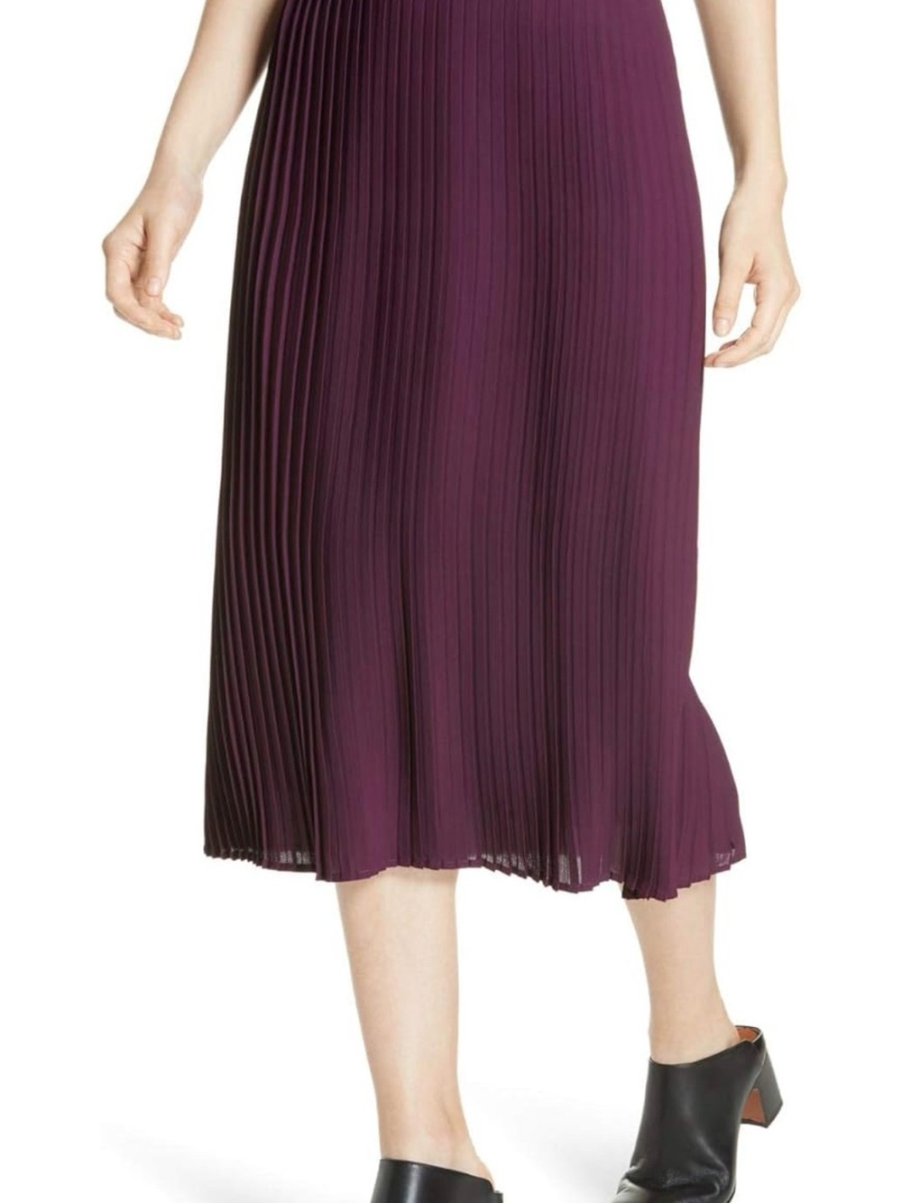 EUC Eileen Fisher Pleated Midi Skirt in Plum size 14